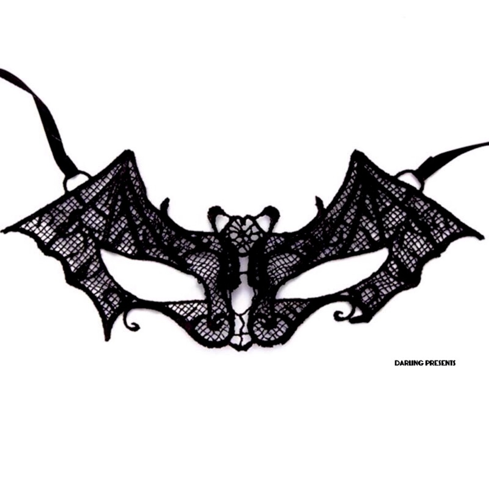 Bat Lace Face Mask Unisex Color Black Size OS